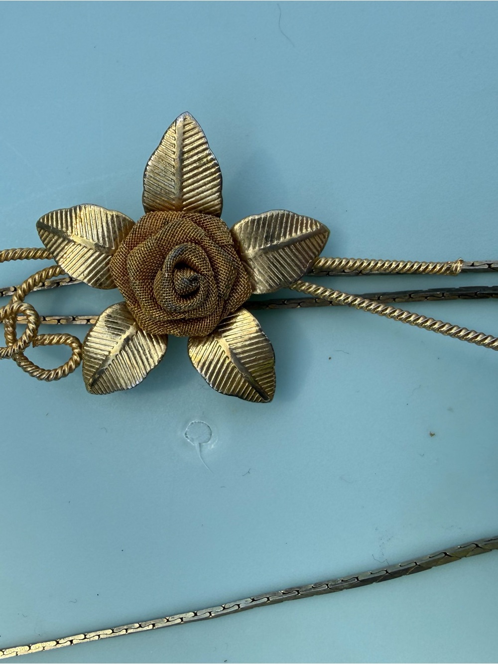 Gold-Tone Floral Rose sliding Lariat Adjustable Necklace - Women Jewelry